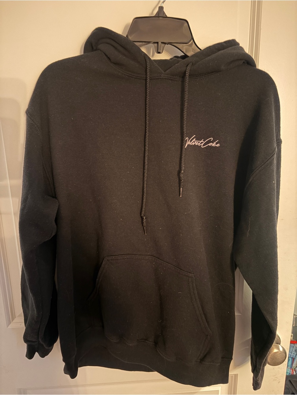 Black Velvet Coke Hoodie Sweatshirt with Subtle Script Logo